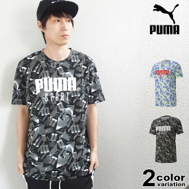 PUMA プーマ 半袖 Tシャツ PUMA SPORT AOP Tシャツ (puma tシャツ ホワイト ブラック 総柄 598515 2020年 新作) 【あす楽対応】 【メール便対応】