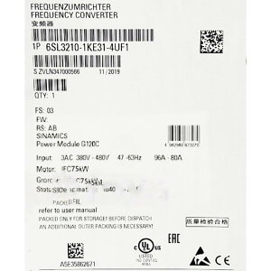�y�V�i �K�i���������s�zSIEMENS �V�[�����X �C���o�[�^ 6SL3210-1KE31-4UF1 G120C 480V 75KW �y6�����ۏ؁z