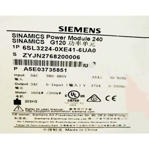 yVi KiszSIEMENS V[X Co[^ 6SL3224-0XE41-3UA0 PM240 480V 160kW/200kWy6ۏ؁z