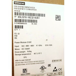 yVi Kis KiszSIEMENS V[X Co[^ 6SL3210-1KE32-4UF1 G120C 480V 132kWy6ۏ؁z