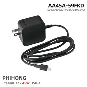 Vi PHIHONG 45W ACA_v^[ Valve Steam Deck X`[fbN OLED ti Steam Deck OLED 1TBp5V-3A/9V-3A/15V-3A/20V-2.25A 45W USB TYPE-C USB-CΉp PD3.0 ACA_v^[ AA45A-59FKD AA45A-59FKC W20-045N1A ʗp\ d
