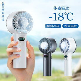 ＼2025夏新登場／ハンディファン 冷却プレート 携帯扇風機 手持ち扇風機 -18℃瞬間冷却 体肌に当てると瞬間に冷却 特大風量 5200mAh大容量 超長時間稼働 100段階調整 超高速モーター 12枚羽根 3Way(持っ/掛ける/置く) 静音 軽量 Type-C 充電式扇風機 PSE済