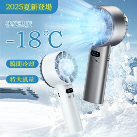 ハンディファン 冷却プレート 2025夏新登場 携帯扇風機 手持ち扇風機 -18℃瞬間冷却 体肌に当てると瞬間に冷却 特大風量 5200mAh大容量 超長時間稼働 100段階調整 超高速モーター 12枚羽根 3Way(持っ/掛ける/置く) 静音 軽量 Type-C対応 充電式扇風機