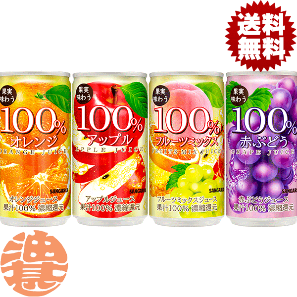 サンガリア 果実味わう100％フルーツミックスジュース 缶 190ml×30本入×3ケース