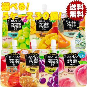 『送料無料!』(地域限定)選べる30個!たらみ おいしい蒟蒻ゼリー りんご味 みかん ぶどう ピーチ マスカット マンゴー メロン 150g パウチ×5ケース30個(1ケースは6個入り)【フルーツゼリー