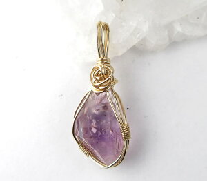 【キャサリン・クラコリーチェコレクション】アメジストハーキマー原石14KGFペンダント 今は大変稀少な石 ハーキマーダイヤとアメジストの特性 P1came003