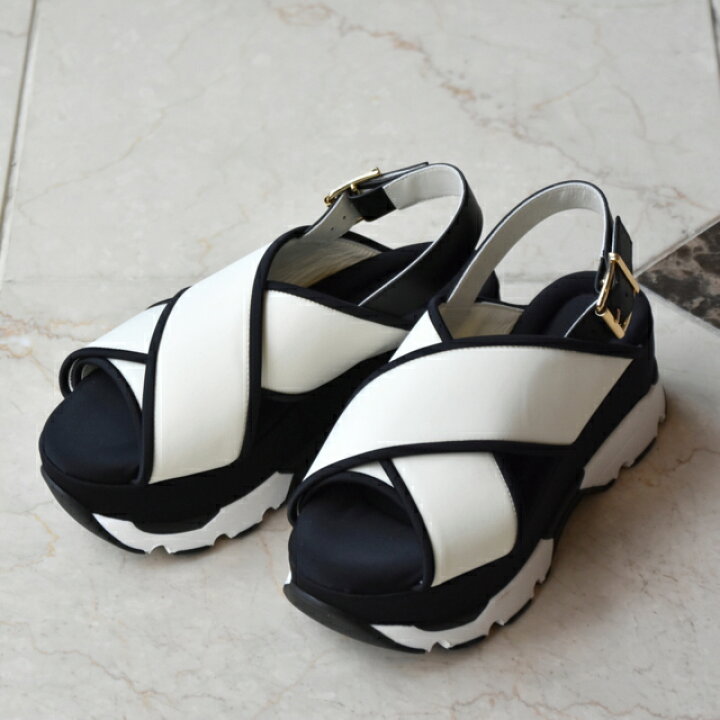 楽天市場】【正規取扱】MARNI(マルニ) / ウェッジサンダル white/black  