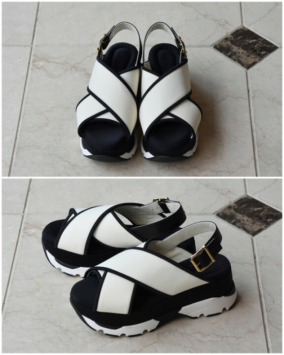 楽天市場】【正規取扱】MARNI(マルニ) / ウェッジサンダル white/black  