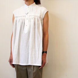 Scye(サイ)LINEN TUCKED N/S BLOUSE(スリーブレス 2色展開)