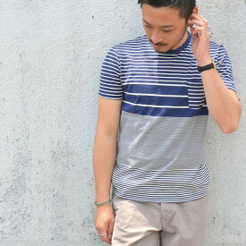 FLISTFIA(フリストフィア)/Pocket T-Shirts -Navy x Off White-【Z】