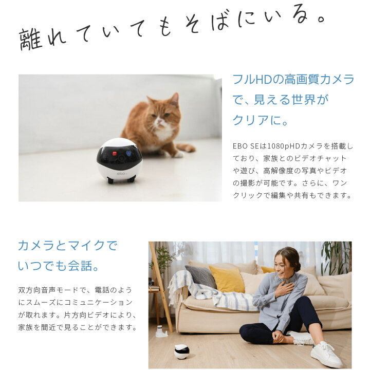 楽天市場】ペットカメラ 見守りカメラ EBO SE 見守り ロボット スマホ 