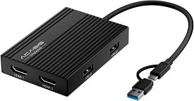 ACASIS MacBook デュアルディスプレイ対応 DisplayLink USB-C HDMI変換アダプタ 4K@60Hz×2画面拡張 M1/M2/M3/M4対応 USB-A2.0 PD100W Windows対応 mac デュアルモニター mac 外部ディスプレイ 2台 macbook 2画面