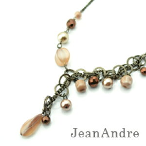 イタリアJeanAndre Y字ネックレス アシメトリースタイル【黒、ピンク】 ダーク系 春・夏(ヨーロッパ/アクセサリー直輸入/レディース/インポート/コスチュームジュエリー)