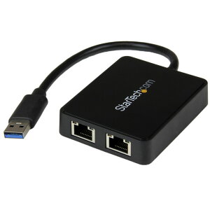USB 3.0-2|[gGigabit Ethernet LANA_v^ ubN (USB|[gx1t) 10 100 1000Mbps NIClbg[NA_v^ USB SuperSpeed(IX)-2x RJ45(X)LLANA_v^ X^[ebN StarTech.com 2Nۏ