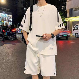 メンズ 夏用 スポーツウェア セット ゆったり ビッグサイズ 半袖 Tシャツ ショーツ カジュアル 普段使い アクティブ 軽量 吸湿速乾