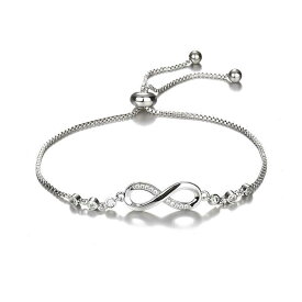 ブレスレット レディース アクセサリー 腕輪 バングル 調節可能 8の字 モチーフ ジルコニア 微小装飾 キラキラ 華奢 欧米風 インポート エレガント 高級感 おしゃれ 大人かわいい シンプル 上品 デイリー カジュアル パーティー ギフト ジュエリー