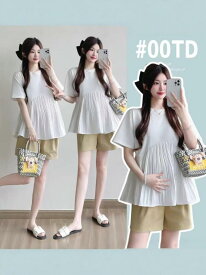 妊婦服 夏用 2点セット ベビードール 短袖トップス 妊婦ショーツ ゆったり スタイリッシュ ファッション 伸縮性 日常使い 軽量
