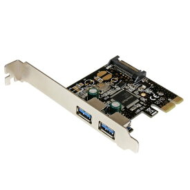 SuperSpeed USB 3.0 2ポート増設PCI Expressインターフェースカード 2x USB 3.0 5Gbps 拡張用PCIe x1 接続ボード SATA電源端子(15ピン)付き スターテック StarTech.com 2年保証