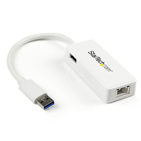 USB 3.0-ギガビットイーサネット有線式LANアダプタ(USBポート x1付き) ホワイト 10 100 1000Mbps NICネットワークアダプタ USB 3.0 (オス)-RJ45 (メス) スターテック StarTech.com 2年保証