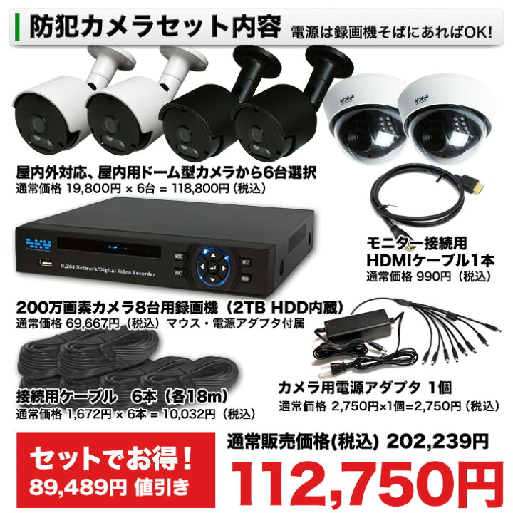 楽天市場】AI搭載 防犯カメラ 録画機能付き 屋内外選べる200万画素防犯 
