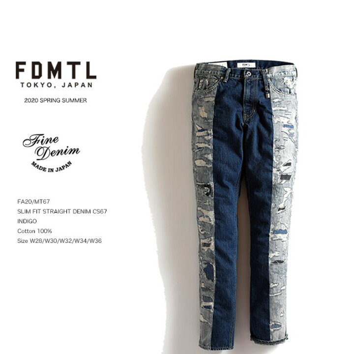 FDMTL ダメージ加工 デニムSlim Fit Straight