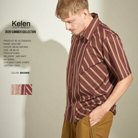 50%OFF KELEN ケレンSTRIPE SWITCH SHIRTS MALONE オープンカラー 半袖シャツ