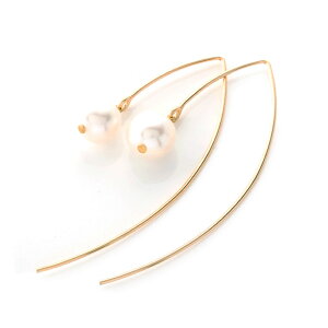 【送料無料】K14GF 弓形 1粒 パール ピアス レディース 金属アレルギー対応 普段使い 本物志向 上品 シンプル 大人アクセサリー 人気 30代 40代 50代 卒業式 入学式 結婚式 二次会 オフィス カジ