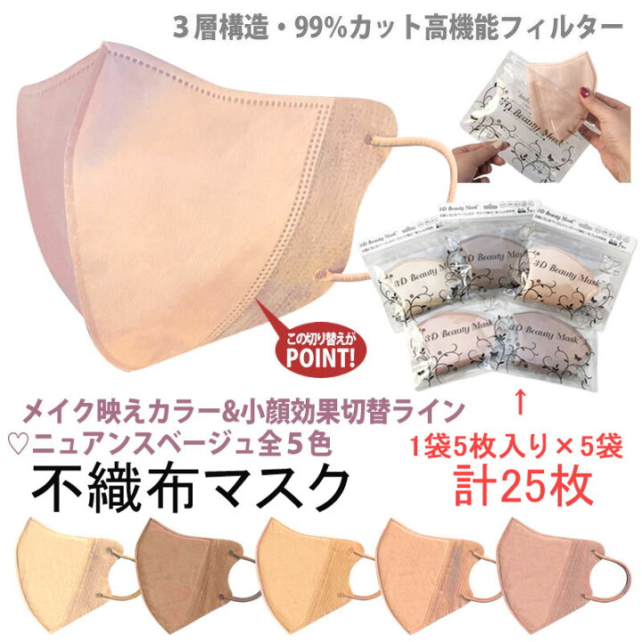 楽天市場 Line登録で300円offクーポン 不織布マスク マスク 肌なじみのいいカラー 肌の色が冴える メイク映え 血色 小顔効果 ビューティーマスク 使い切り 使い捨て くすみカラー 血色カラー ピンク ベージュ モカ ブラウン カラーマスク 不織布 上品 可愛い かわいい