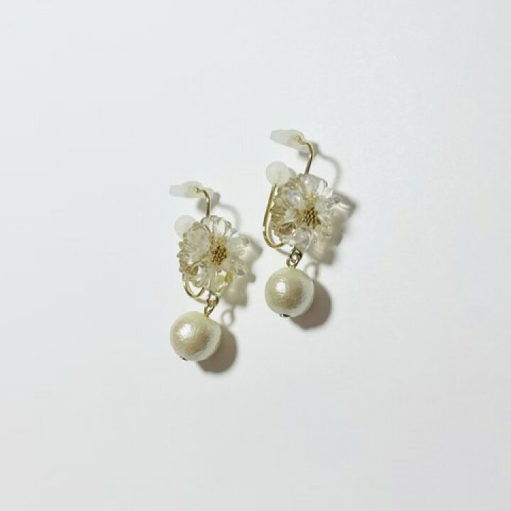 楽天市場】痛くないイヤリング 金ラメフラワーイヤリング キッズピナ 