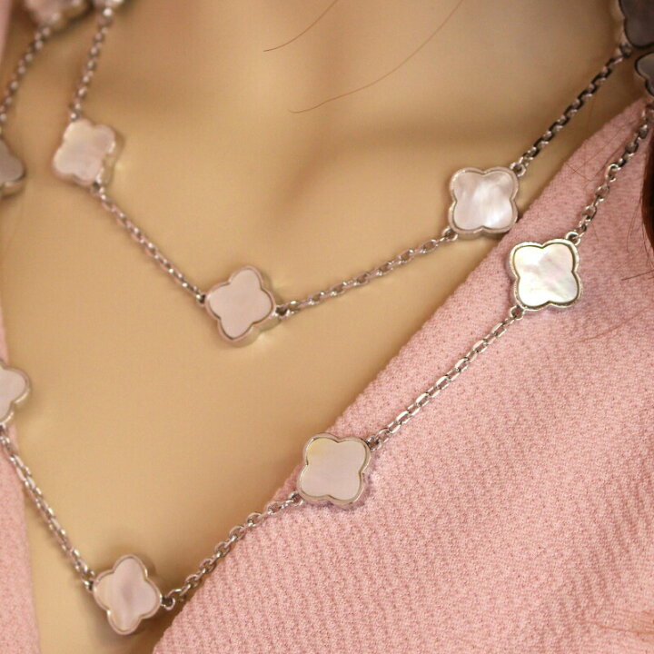 楽天市場】クローバーネックレス シェル ロングネックレス 黄金花 20花 