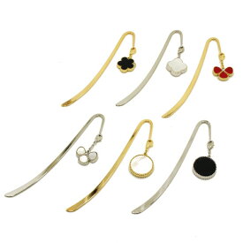 モチーフ・カラーが選べる ブックマーカー しおり 天然白蝶貝or黒・赤 少し大き目1花 フラワーモチーフ ブックマーク 栞 ホワイト シェル 貝 四葉のクローバー カニカンを外せばキーホルダー 送料無料 プレゼント おすすめ 人気