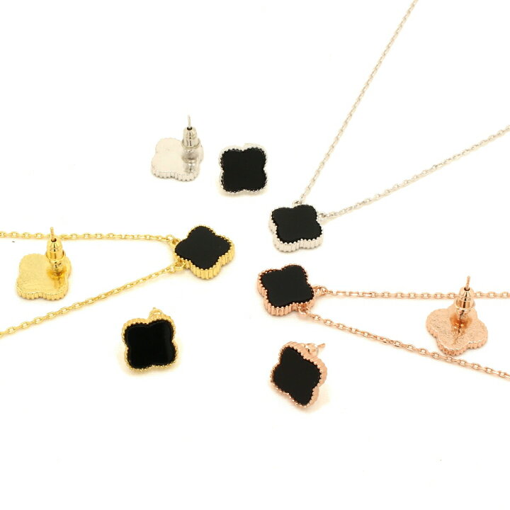 楽天市場】クローバー ネックレス ピアス ミル黄金花1花【セット商品 