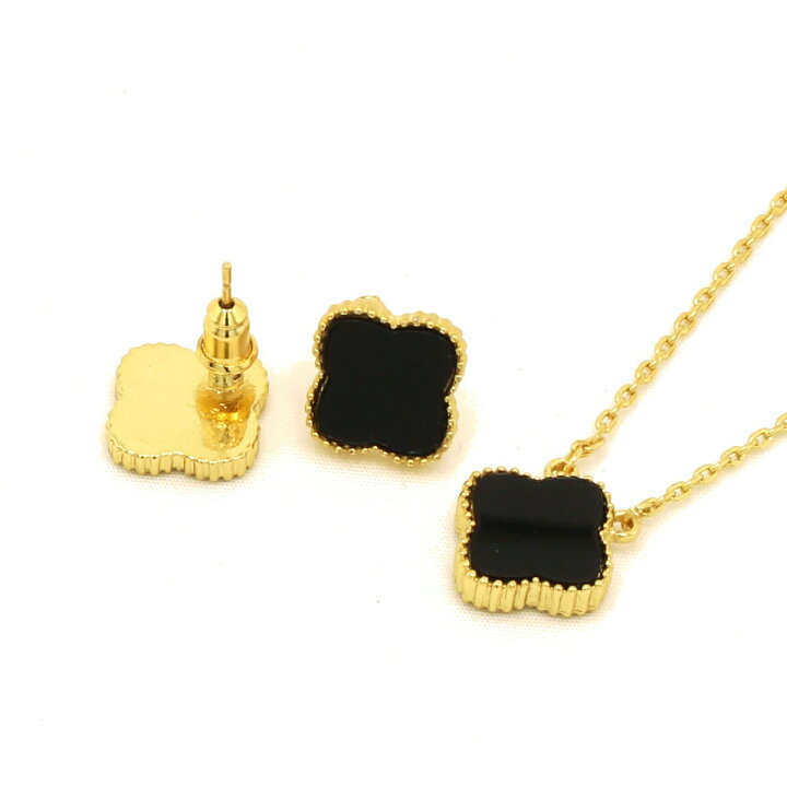 楽天市場】クローバー ネックレス ピアス ミル黄金花1花【セット商品 