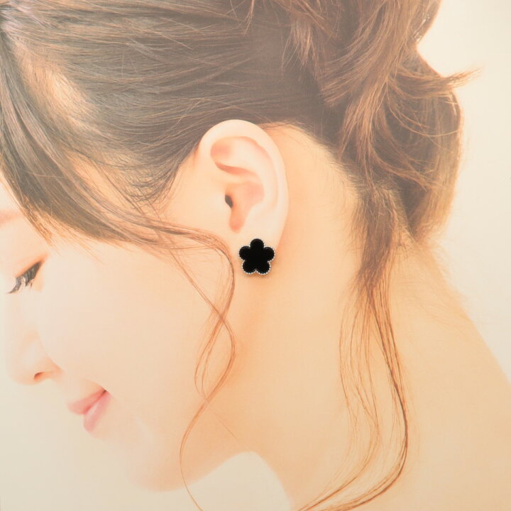 楽天市場】皐花1花 フラワーピアス オニキスカラー 黒 ピアス お花 