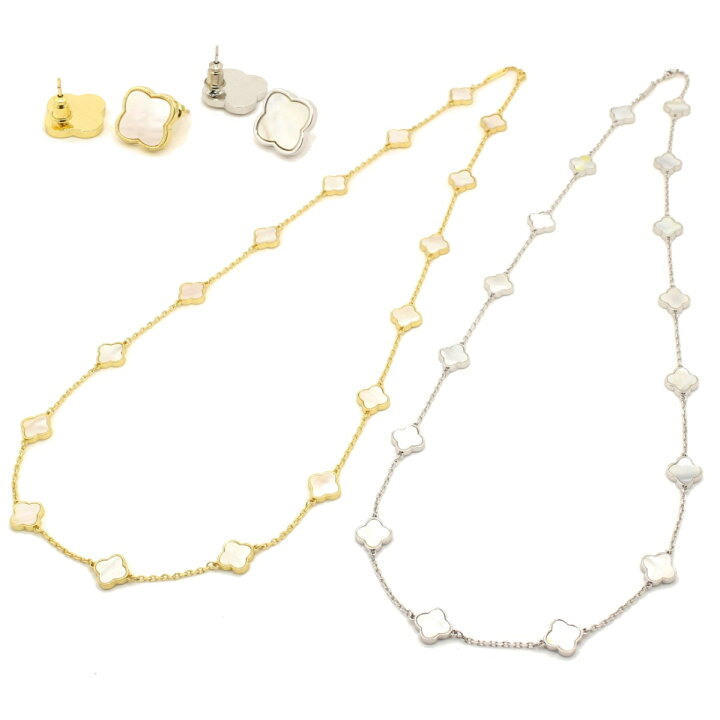 楽天市場】おすすめ ロングネックレス ピアス 【2点セット】 白蝶貝 