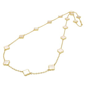 ロングネックレス クローバー 白蝶貝 ネックレス 黄金花 16花両面 フラワーネックレス お花 モチーフ ロング マザーオブパール シェル トラベルジュエリー ギフト 送料無料 天然石 レディース フォーマル 高見え プレゼント おすすめ 人気 ステーションネックレス