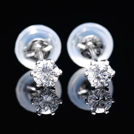 ダイヤモンド ピアス レディース Dカラー 0.2ctup プラチナ 6本爪 一粒ピアス レディース 中央宝石研究所 鑑定書付き