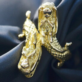 指輪 メンズ リング 18金 K18 18K ゴールド 龍 ダブル ドラゴン メンズリング 男性 日本製 刻印入り ごつい 太め シンプル 30代 40代 50代 【人気アイテム】