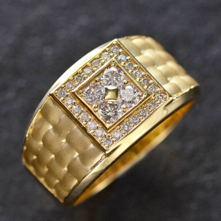 楽天市場】印台 指輪 メンズリング 18金 K18 18K ダイヤモンドリング 