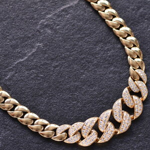 喜平 ネックレス K18PG 18金 ピンクゴールド ダイヤモンド 1.2カラット グラデーション 喜平ネックレス メンズネックレス 45cm 日本製 刻印入り キヘイ 男性用 喜平チェーン ネックレスチェーン