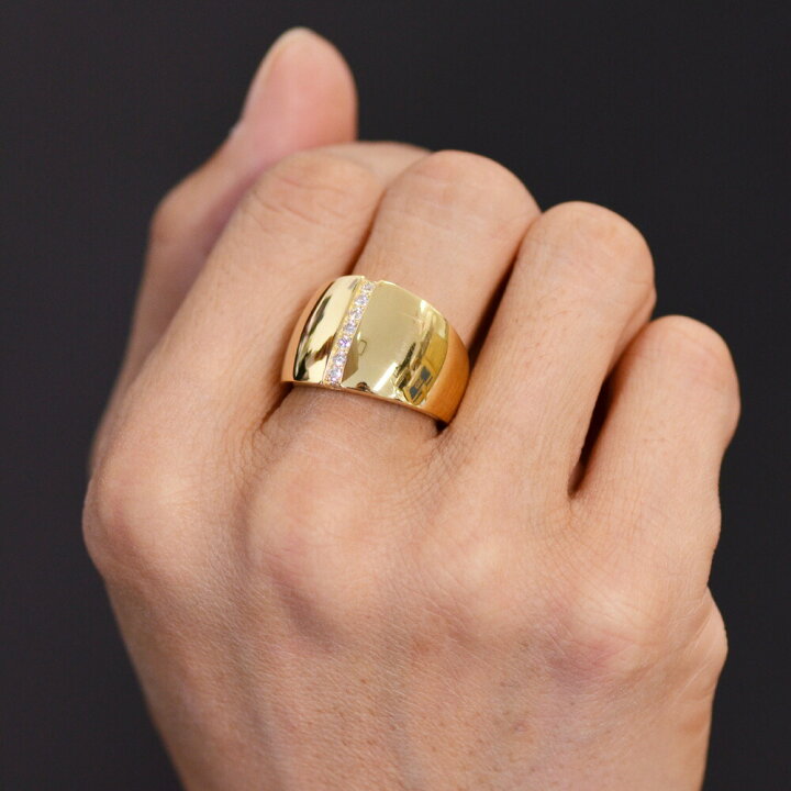 楽天市場】指輪 メンズリング K18 18K 18金 ダイヤモンド メンズ 幅広 