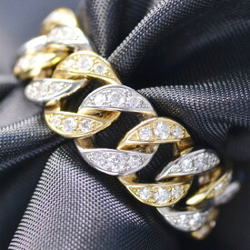 【スーパーSALE★13%OFFクーポン】喜平 指輪 K18 18K ゴールド プラチナ コンビ メンズリング Pt950 ダイヤモンド メンズ 喜平リング チェーンリング 23号 男性 シンプル 30代 40代 50代 【人気アイテム】【動画あり】