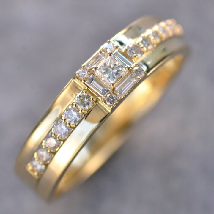 楽天市場】指輪 メンズリング K18 18K 18金 バゲットカット プリンセス  