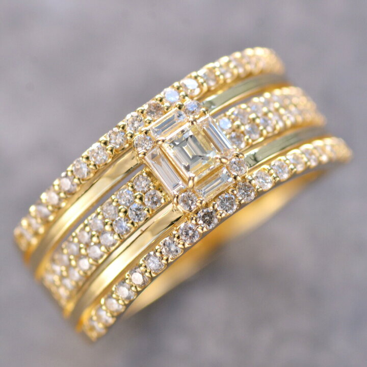 楽天市場】指輪 メンズリング K18 18K 18金 バゲットカット エメラルド 