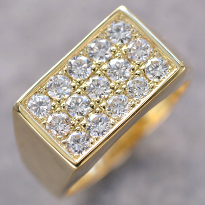 楽天市場】指輪 メンズリング K18 18K 印台 18金 ダイヤモンド 1.2 
