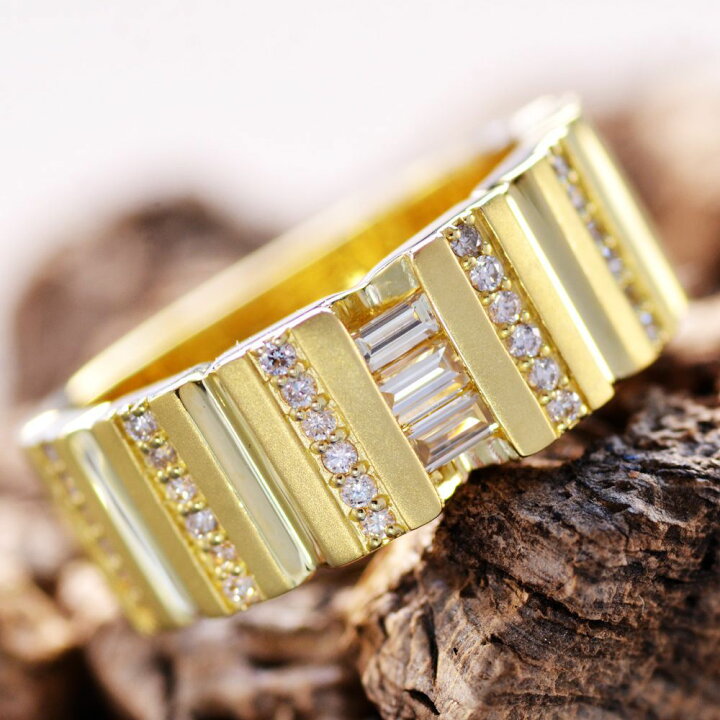 楽天市場】指輪 メンズリング 18金 K18 18K ダイヤモンド イエロー  