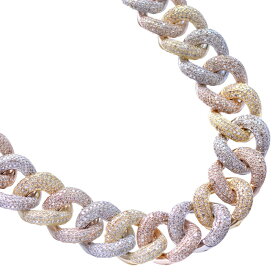 【マラソン同時開催★10%OFFクーポン】喜平ネックレス K18 18K ダイヤモンド 33カラット マイアミキューバンネックレス メンズ 18金 ゴールド ピンクゴールド プラチナ トリプルカラー パヴェネックレス 47cm プレゼント ギフト 【wide】【diamond】【動画あり】