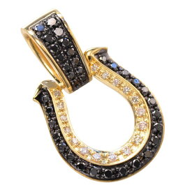 【マラソン同時開催★10%OFFクーポン】ペンダントトップ メンズ 18金 K18 18K 喜平用 ダイヤモンド ブラックダイヤモンド 馬蹄 ホースシュー イエローゴールド 大き目 喜平 ヘッド 大きめ シンプル プレゼント ギフト 【人気アイテム】【動画あり】