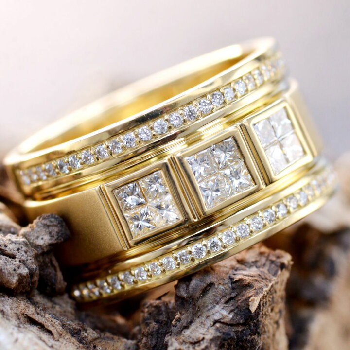 楽天市場】指輪 メンズリング K18 18K 18金 プリンセスカット  