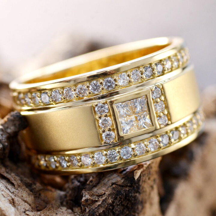 楽天市場】指輪 メンズリング K18 18K 18金 プリンセスカット  